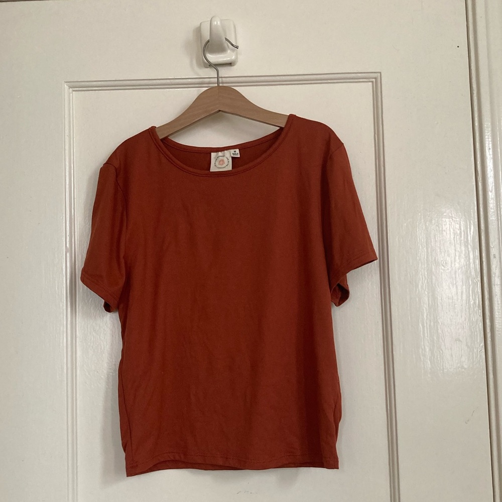 Live in the moment cropped shirt in brown/orange